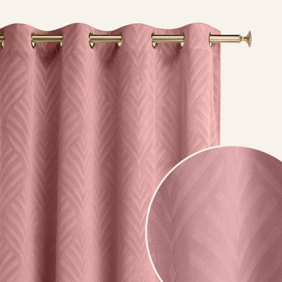 ZASŁONA WELUROWA LEAFLY - RÓŻ INDYJSKI 140x250 ZŁOTA PRZELOTKA