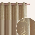  Beżowe zasłony w stylu glamour 140x280 ze złotym nadrukiem 