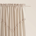 Kremowe  zasłony na wave  gotowe z frędzlami Chloe 140x260 na taśmie 