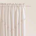   System wave zasłony gotowe  jasne, kremowe z frędzlami Chloe 140x280 na taśmie 