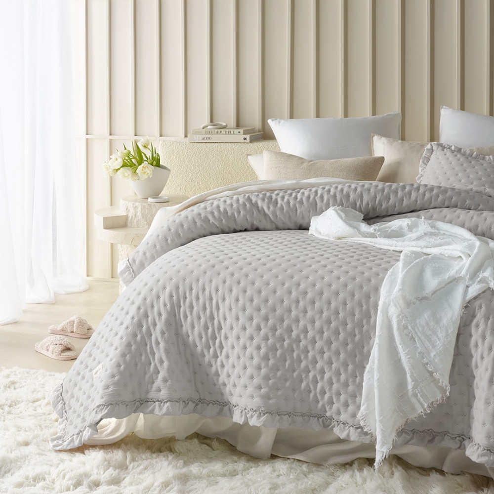 NARZUTA NA ŁÓŻKO MOLLY - SZARA JASNA 240x260