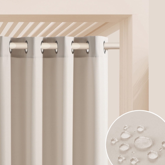 ZASŁONA NA TARAS GARDEN LINE - Beżowa jasna 155x220 Srebrna Przelotka