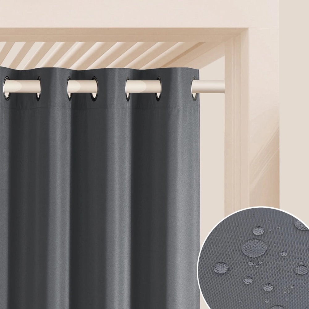 ZASŁONA NA TARAS GARDEN LINE - Szara ciemna 155x220 Srebrna Przelotka