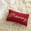  Bordowa świąteczna poduszka Merry 30x50 boucle 