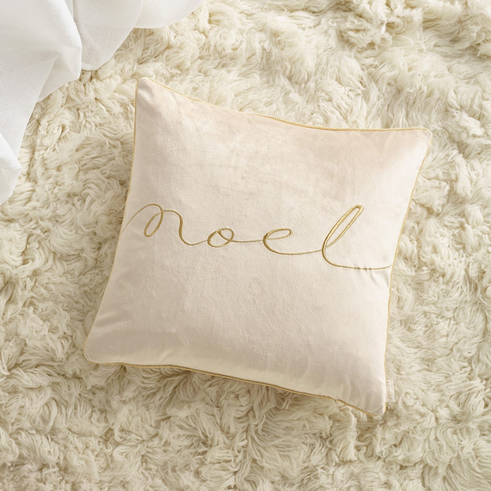 PODUSZKA ŚWIĄTECZNA NOEL - BEŻOWA JASNA 45x45