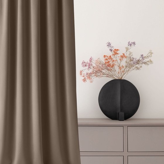 ZASŁONA AURA - BRĄZ NUGAT 140x250 SREBRNA PRZELOTKA 