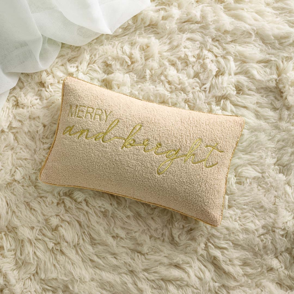 PODUSZKA ŚWIĄTECZNA MERRY & BRIGHT -  BEŻOWA  30x50