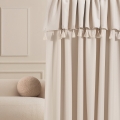  Jasna, beżowe  zasłony na taśmę wave  z frędzlami Astoria 140x250 na żabki 