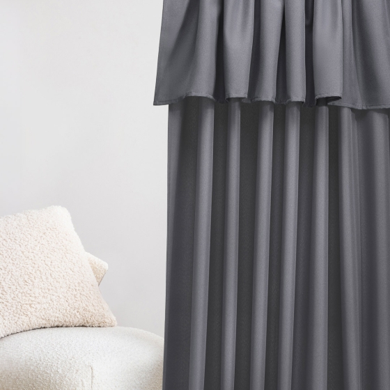 ZASŁONA MIA - SZARA CIEMNA 140x280 PRZELOTKA
