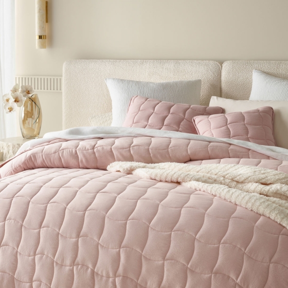 NARZUTA NA ŁÓŻKO MARSHMALLOW - PUDROWY RÓŻ 220x240