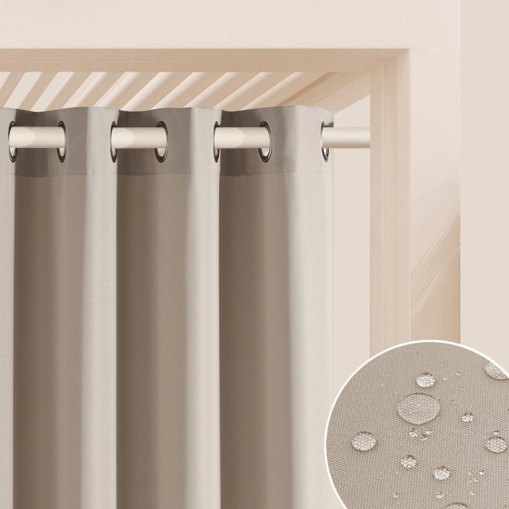 ZASŁONA NA TARAS AURA - Beżowa 140x250 Srebrna przelotka