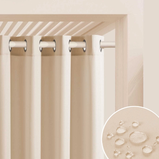 ZASŁONA NA TARAS AURA - Kremowa 140x250 Srebrna przelotka