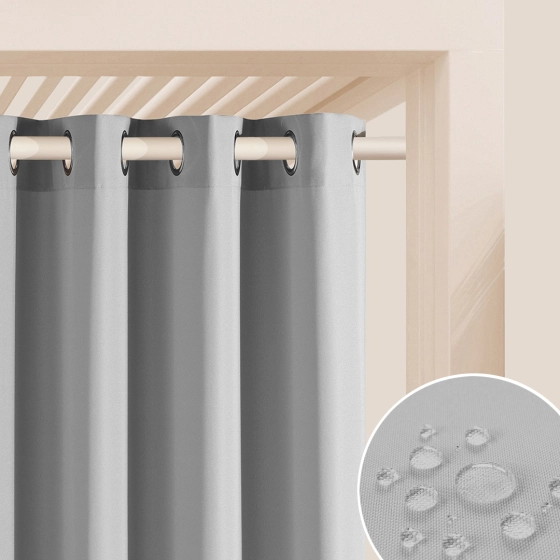 ZASŁONA NA TARAS AURA - Szara jasna 140x260 Srebrna przelotka