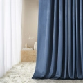   Zasłony na taśmę wave gotowe  granatowe welurowe 180x250 do salonu na żabki 