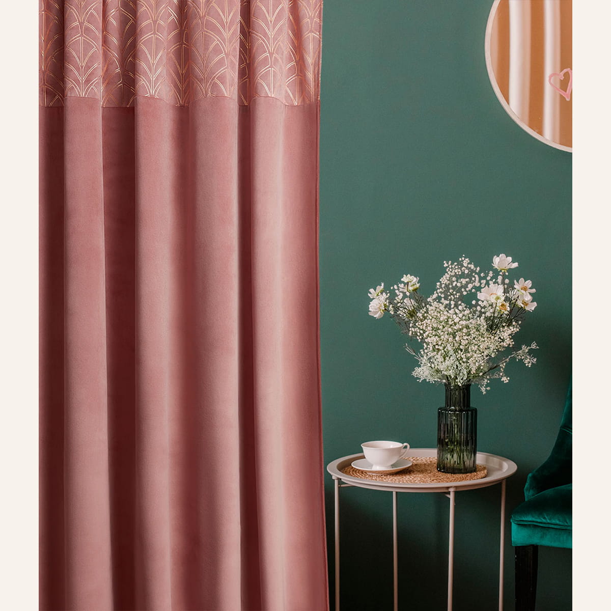 ZASŁONA WELUROWA BLISS - RÓŻ INDYJSKI 140x250 SREBRNA PRZELOTKA