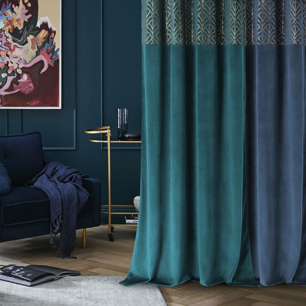 ZASŁONA WELUROWA BLISS - MUSZTARDOWA 140x250 TAŚMA