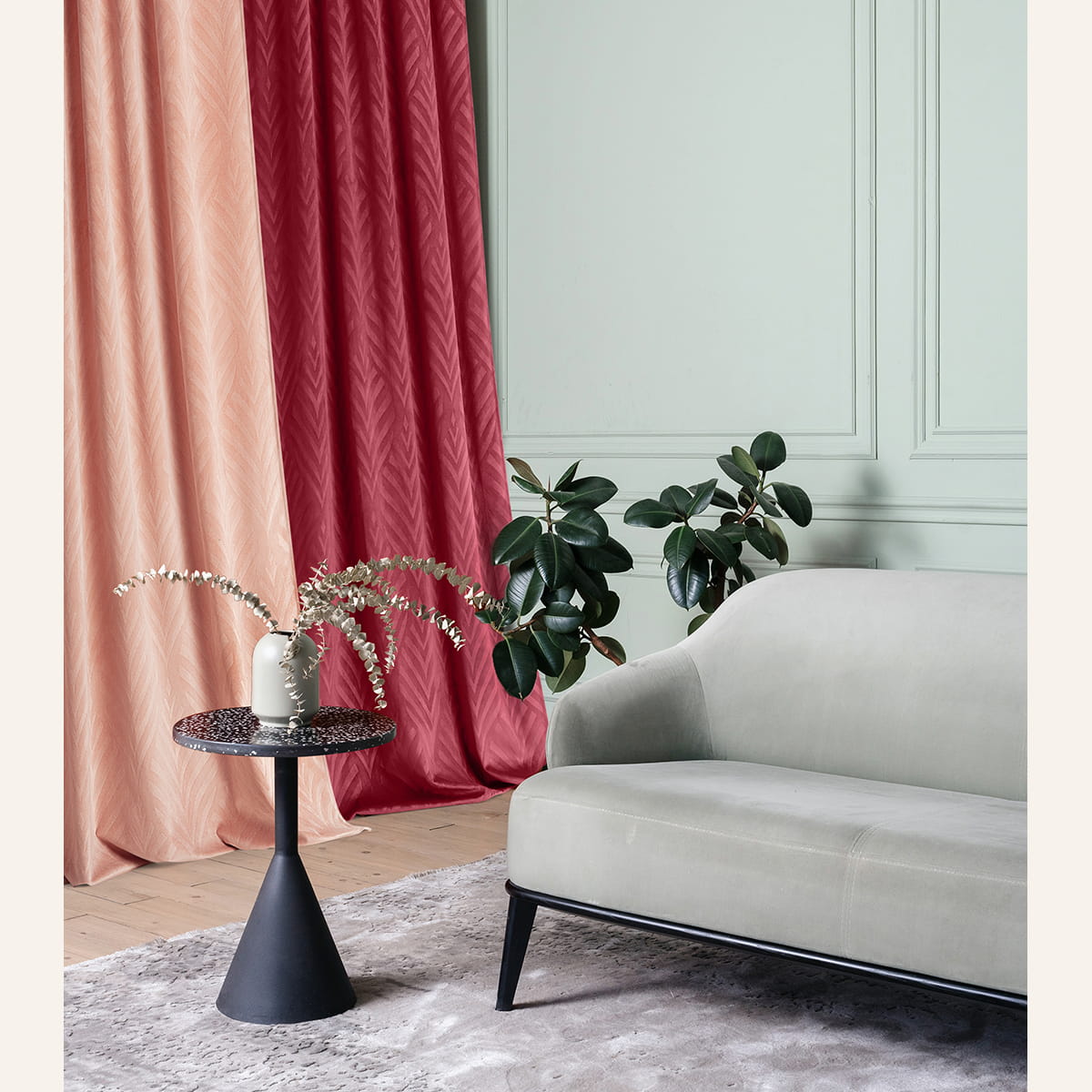 ZASŁONA WELUROWA LEAFLY - KREMOWA 140x250 TAŚMA