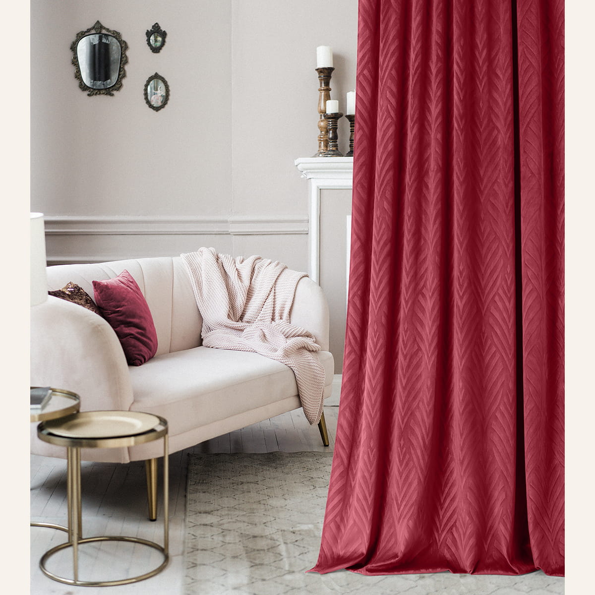 ZASŁONA WELUROWA LEAFLY - BORDOWA 140x280 SREBRNA PRZELOTKA