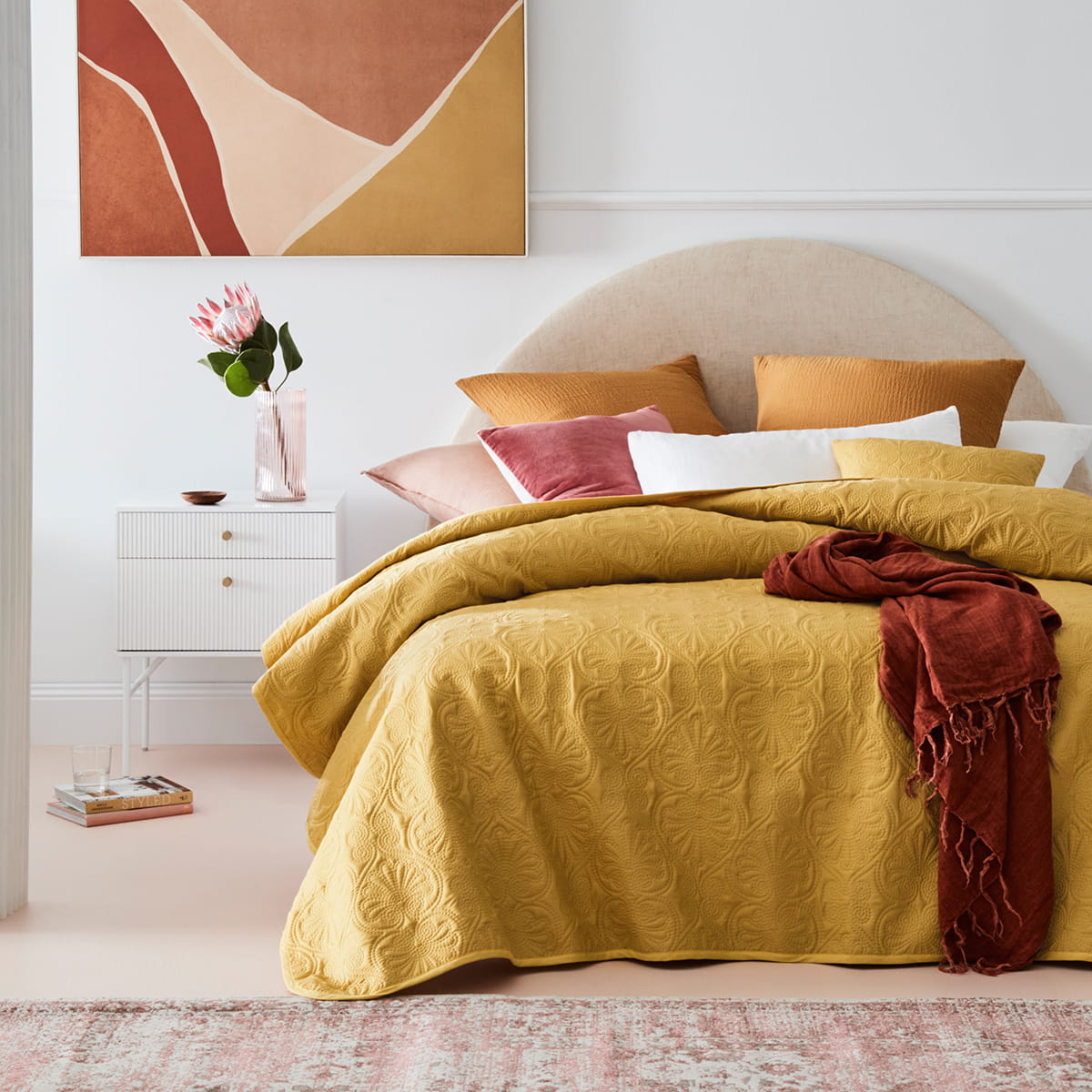 NARZUTA NA ŁÓŻKO LEILA - Musztardowa 200x220