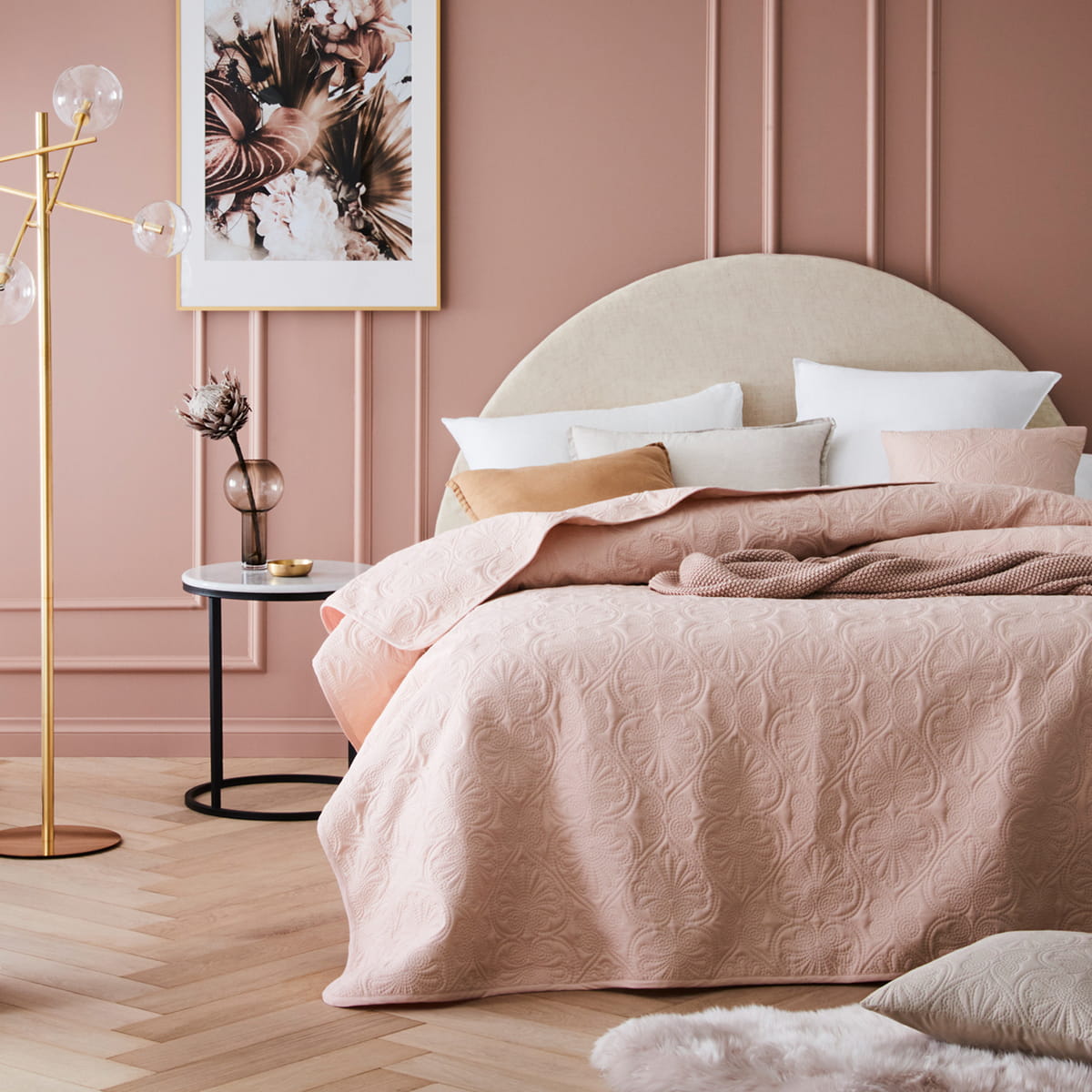 NARZUTA NA ŁÓŻKO LEILA - Pudrowy Róż 200x220