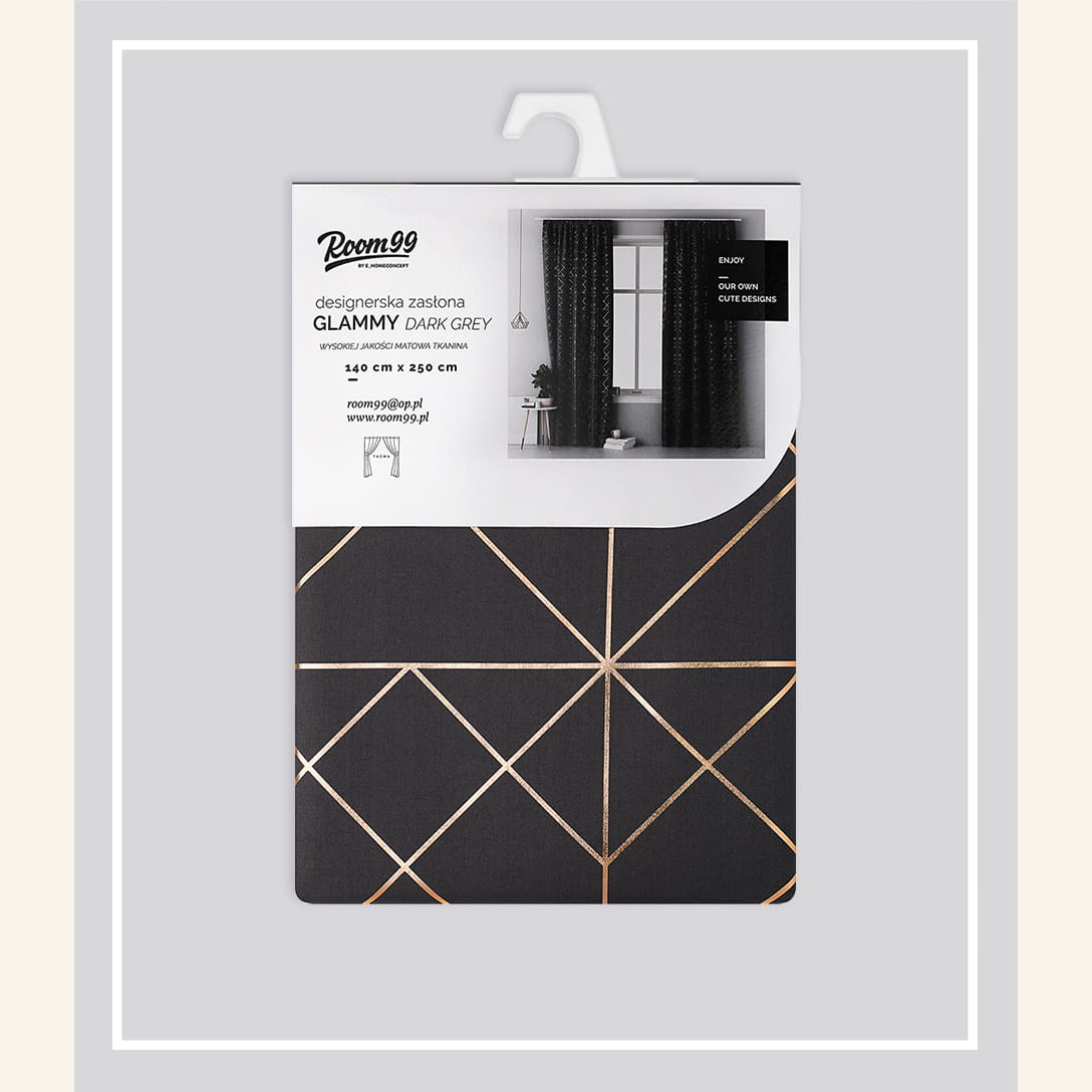 ZASŁONA GLAMMY - SZARA CIEMNA 140x250 TAŚMA