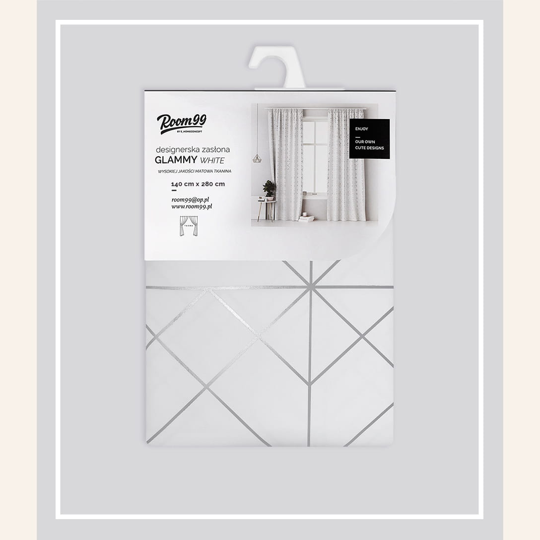 ZASŁONA GLAMMY - Biała 140x280 Taśma