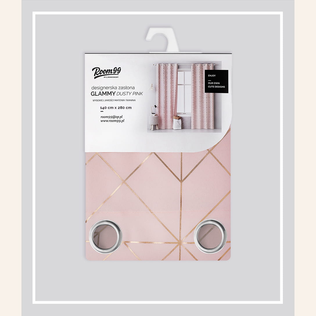 ZASŁONA GLAMMY - Pudrowy Róż 140x280 PRZELOTKA