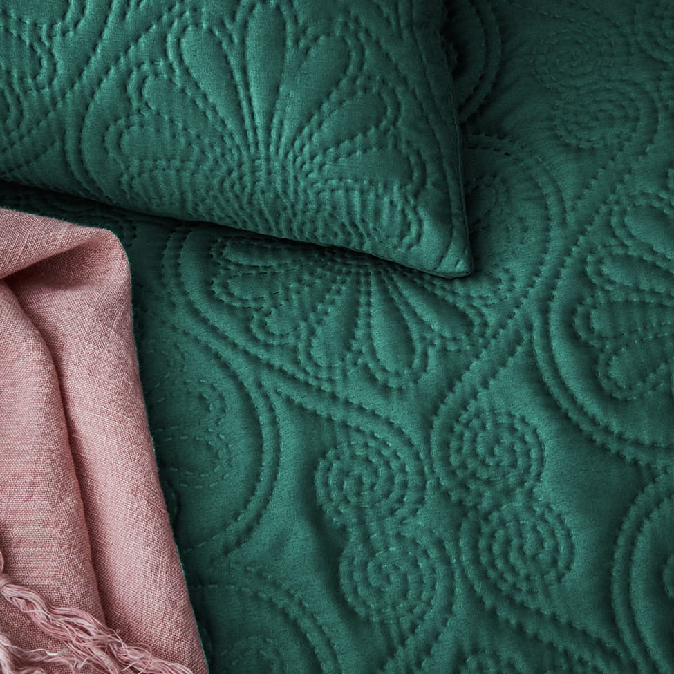 NARZUTA NA ŁÓŻKO LEILA - BUTELKOWA ZIELEŃ 220x240