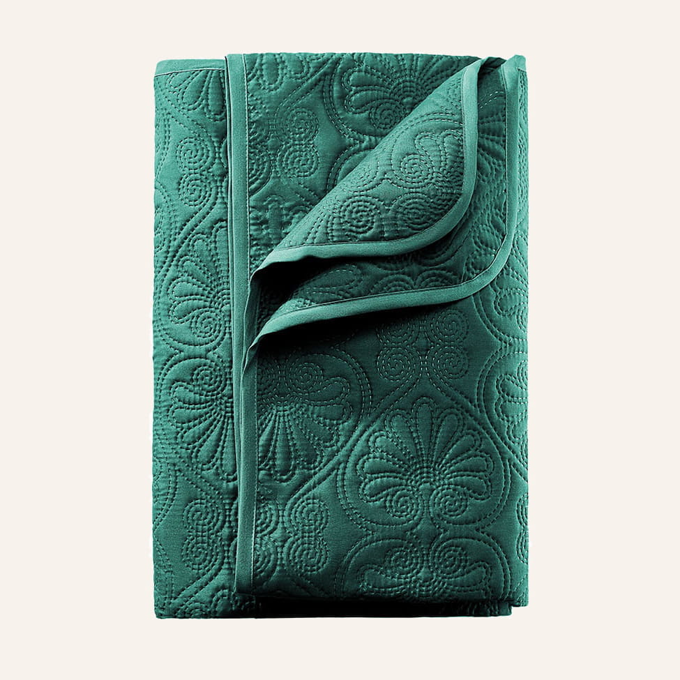 NARZUTA NA ŁÓŻKO LEILA - BUTELKOWA ZIELEŃ 220x240