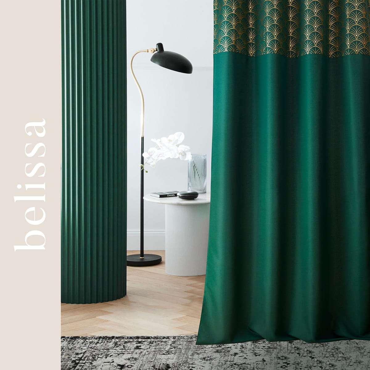 ZASŁONA BELISSA - Butelkowa zieleń 140x250 PRZELOTKA
