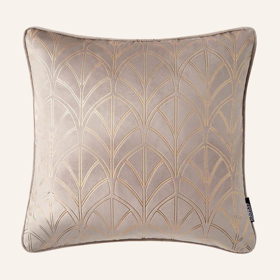  Beżowa poszewka ze złotym wzorem 40x40 w stylu glamour 