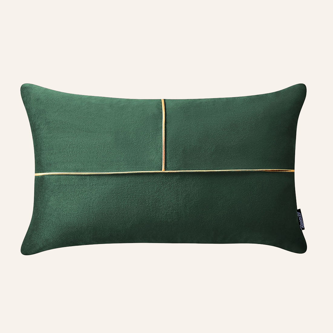  Poszewka dekoracyjna butelkowa zieleń na poduszkę 30x50 ze złotym paskiem 