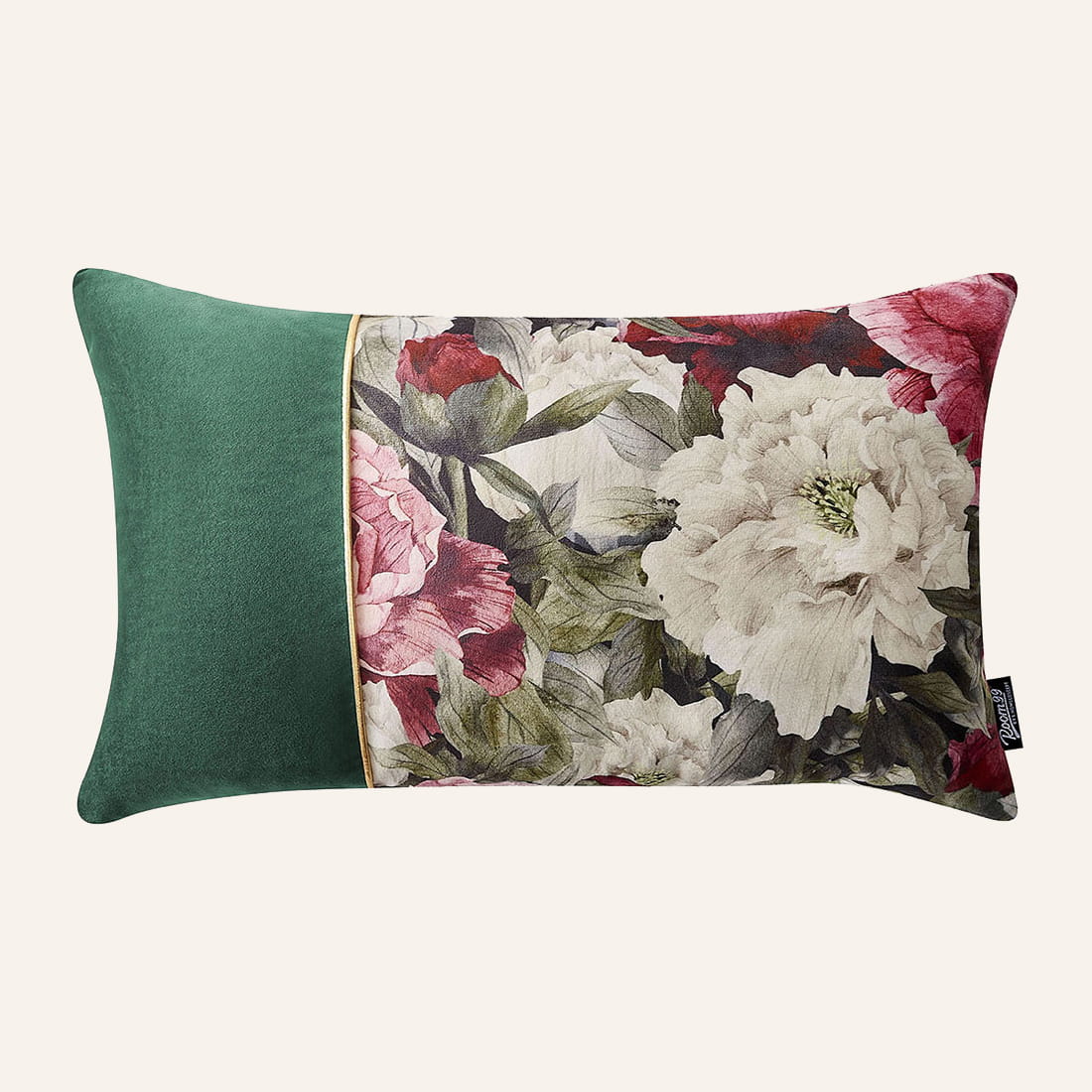  Poszewka dekoracyjna na poduszkę 30x50 cmw kwiaty piwonię 