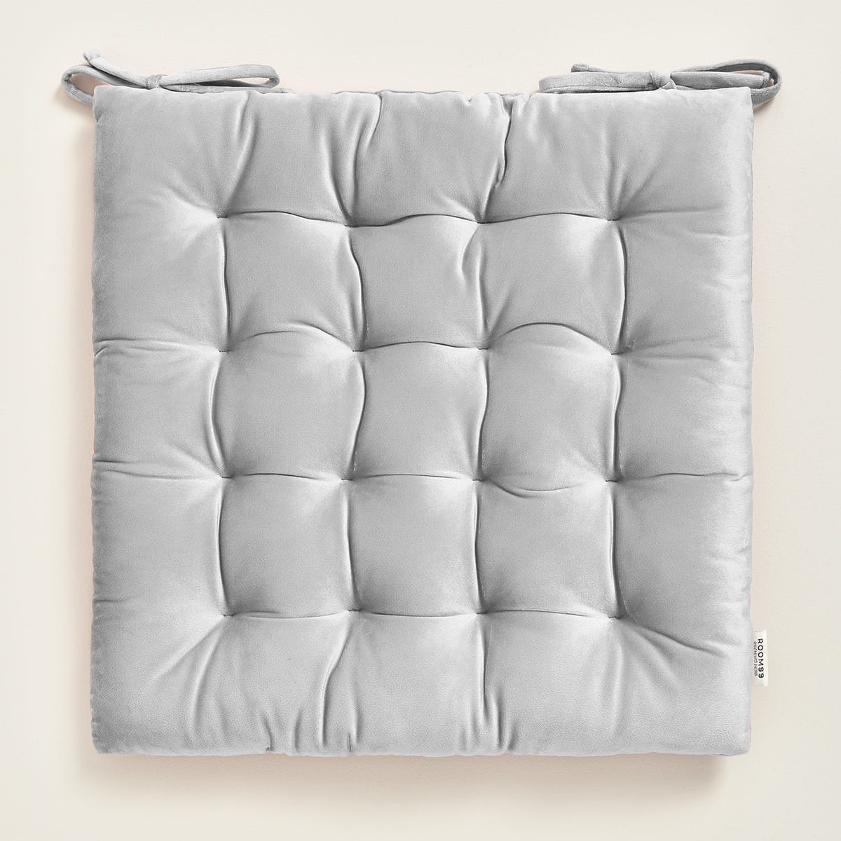  Miękkie siedzisko na krzesło 40x40 poduszka jasnoszara z wiązaniem 