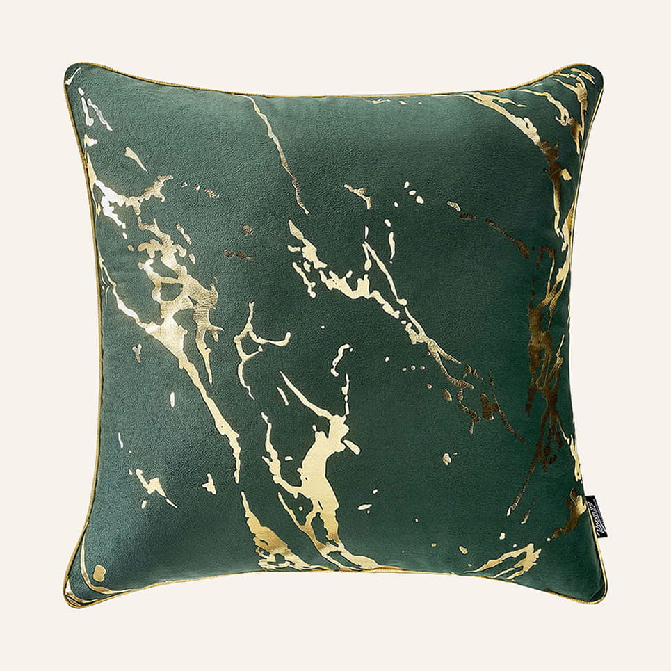  Poszewka na poduszkę butelkowa zieleń ze złotym wzorem 