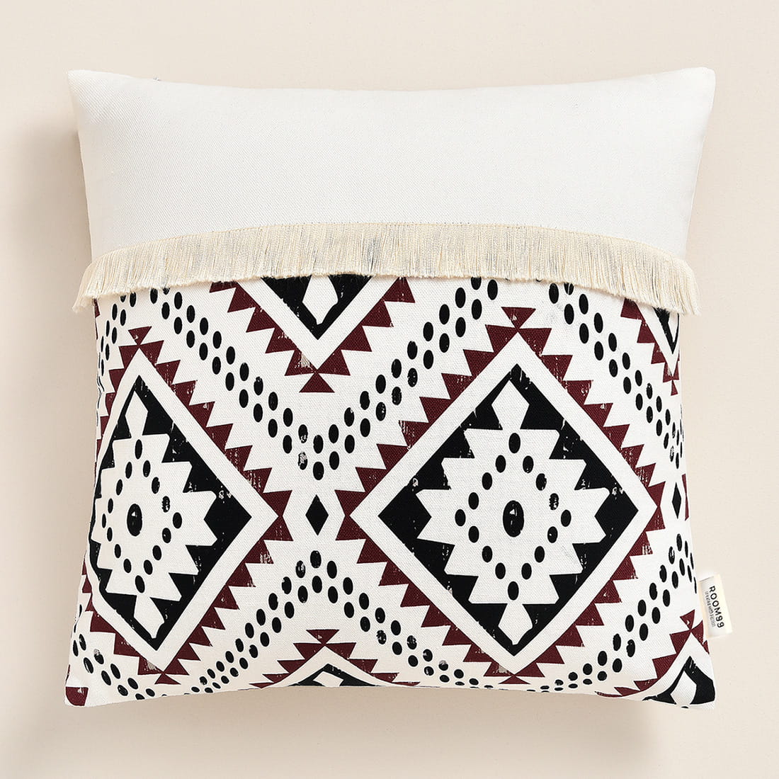  Poszewka dekoracyjna w stylu boho 40x40 z frędzlami biała 