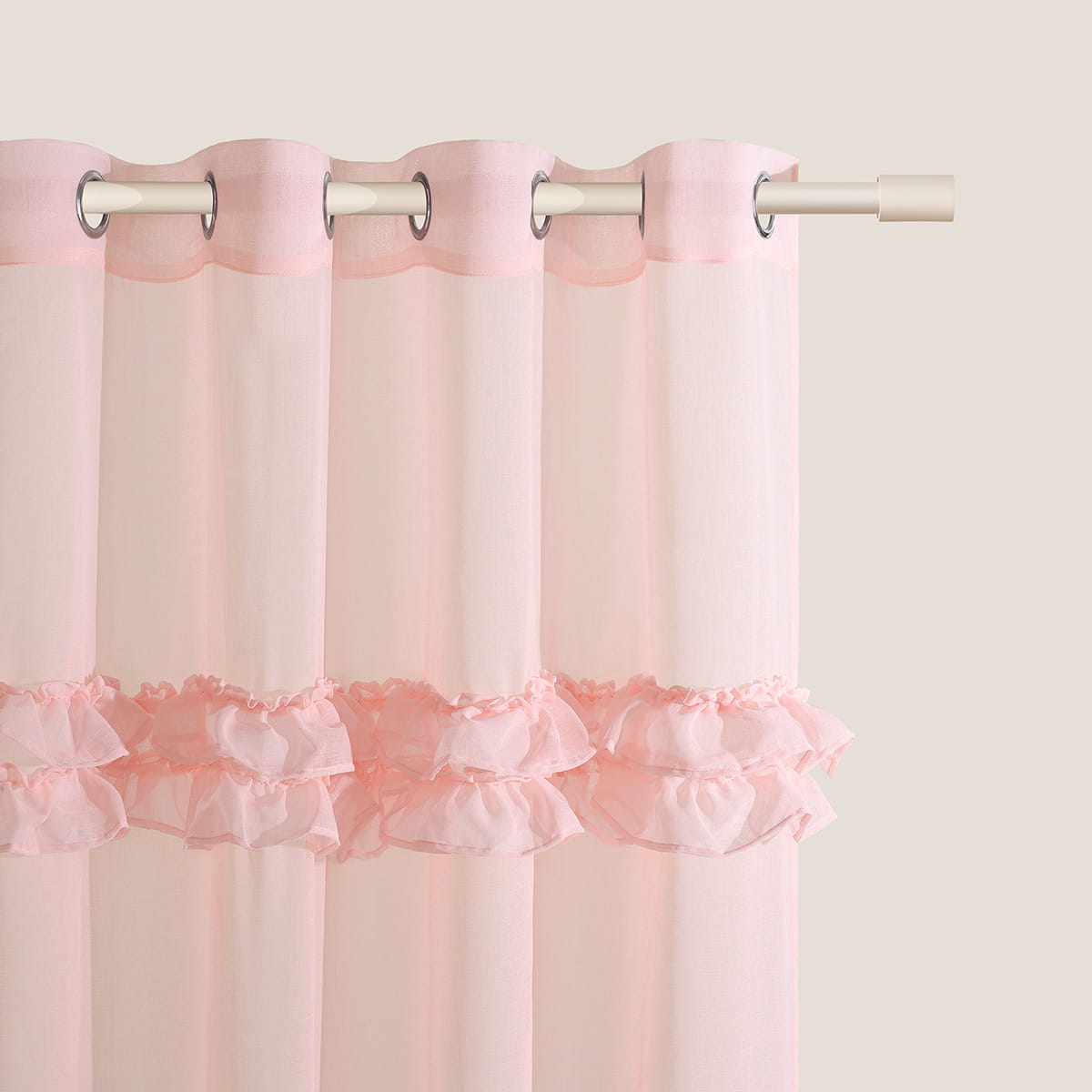 FIRANA Z FALBANAMI FRILLA - Pudrowy Róż 140x260 Przelotka