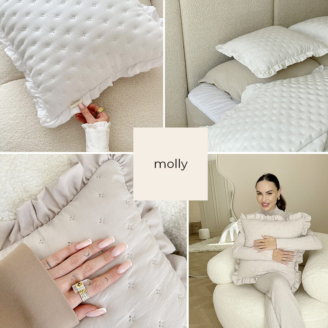 POSZEWKA DEKORACYJNA MOLLY - SZARA JASNA 45x45