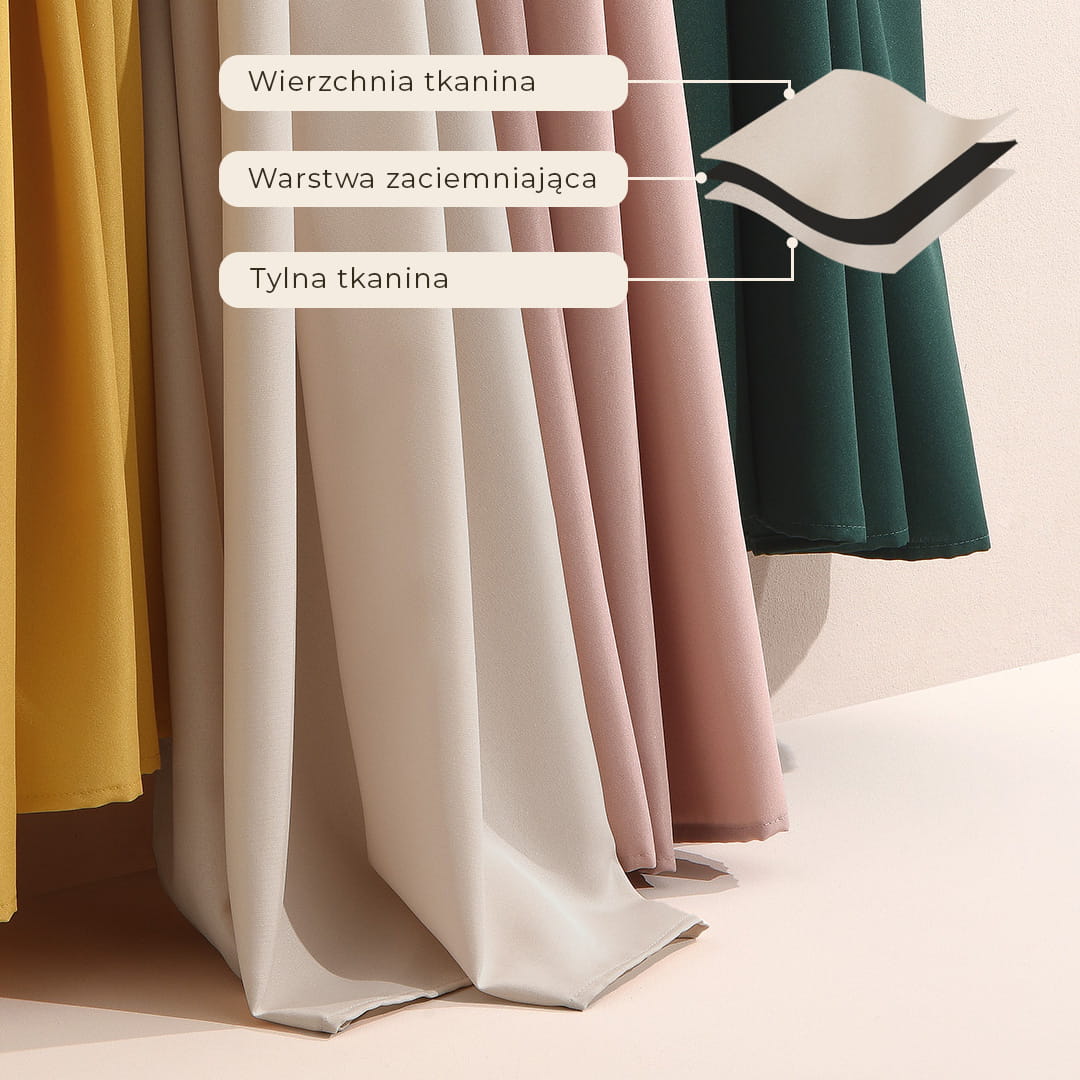 ZASŁONA ZACIEMNIAJĄCA LAUREL - MUSZTARDOWA 140x280 TAŚMA