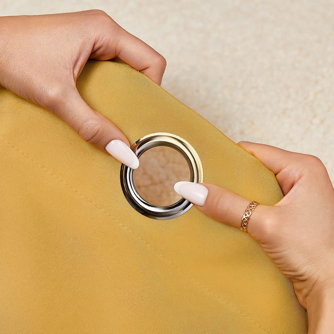 ZASŁONA AURA - Musztardowa 180x250 SREBRNA PRZELOTKA