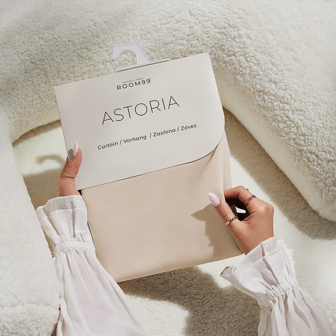 ZASŁONA ASTORIA - KREMOWA 140x280 Taśma