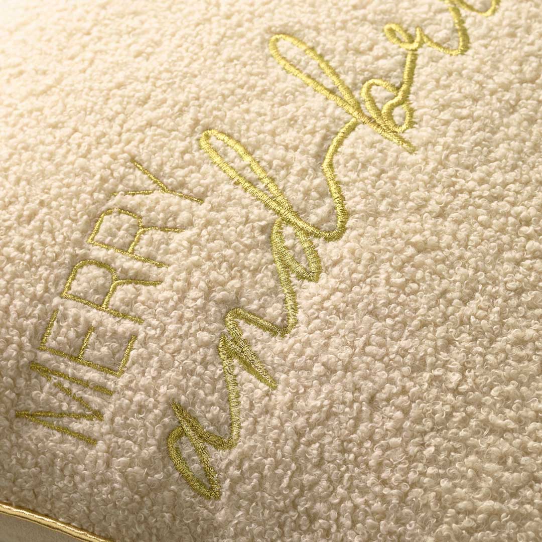 PODUSZKA ŚWIĄTECZNA MERRY & BRIGHT - BEŻOWA  45x45