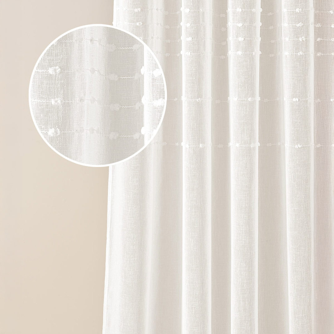  Gotowa kremowa firana Marisa  140 x 260 cm na przelotkach ze wzorem  