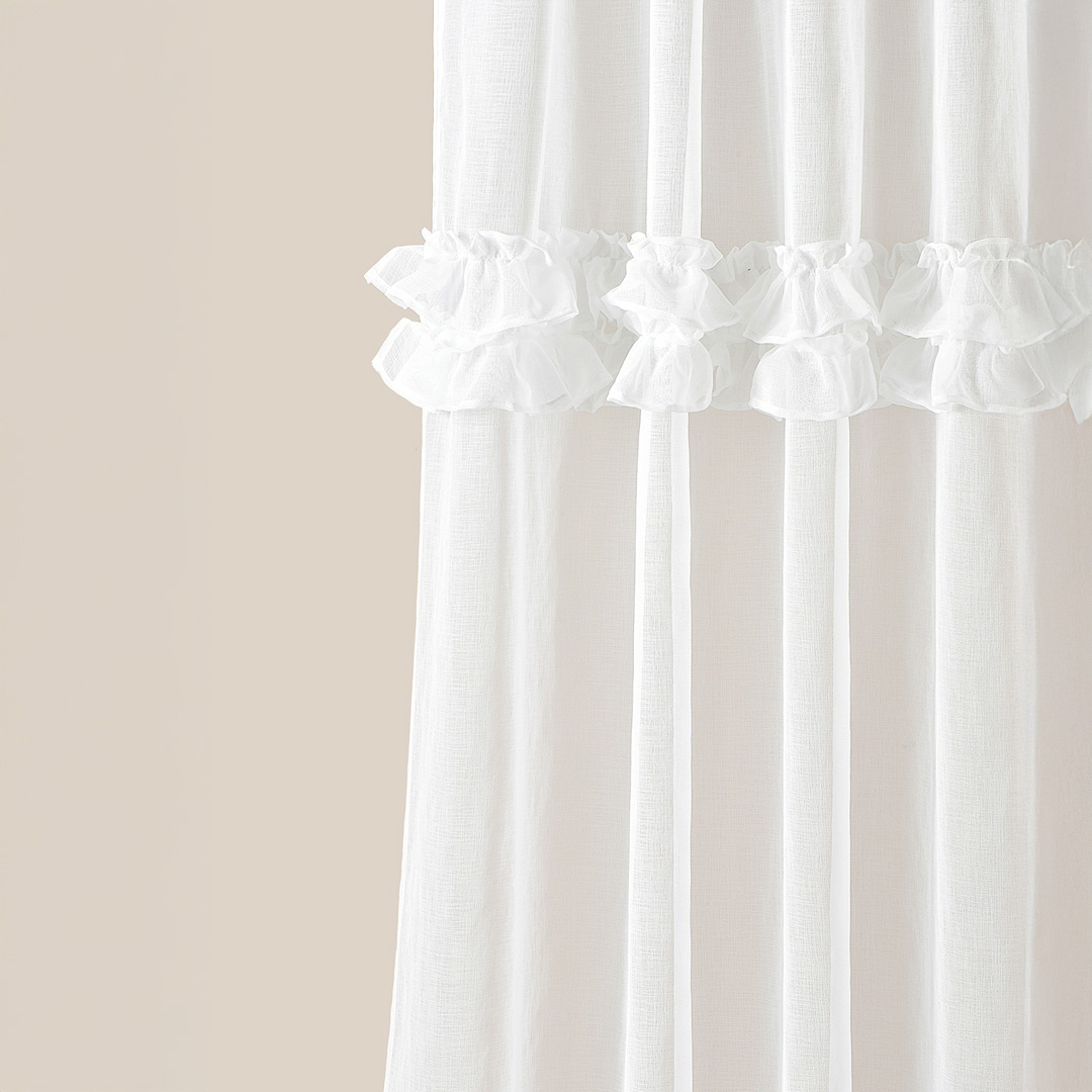  Firana w klasycznej bieli z falbaną 400 x 250 cm do salonu 