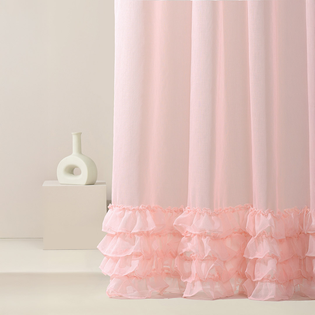  Gotowa różowa firana Flavia 250 x 250 cm na przelotkach do salonu 