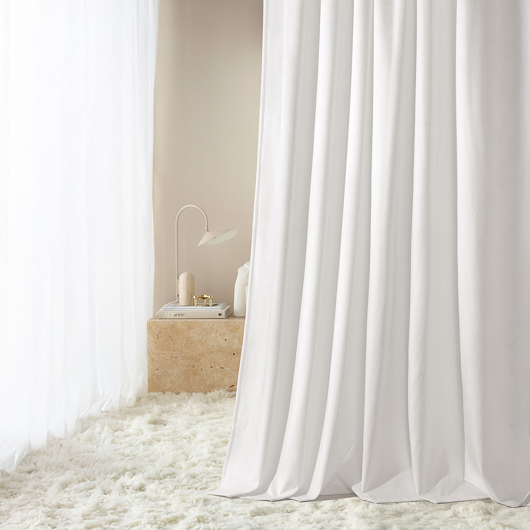   System wave zasłony gotowe  gładkie welurowe białe 140x260 na taśmie do salonu 