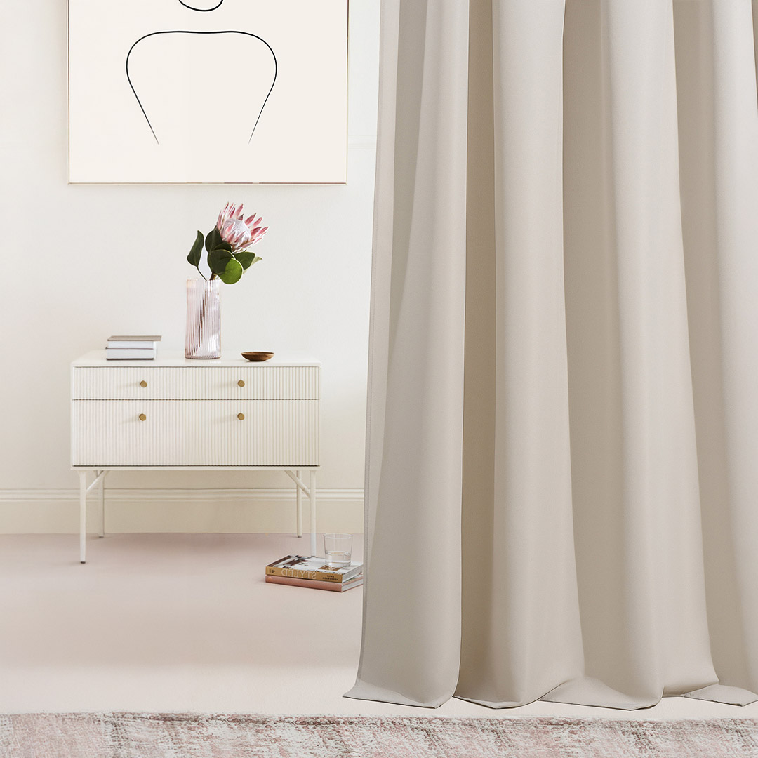   Zasłony na  wave   gotowe zaciemniające jasnobeżowe na żabki 180x280 - room99 