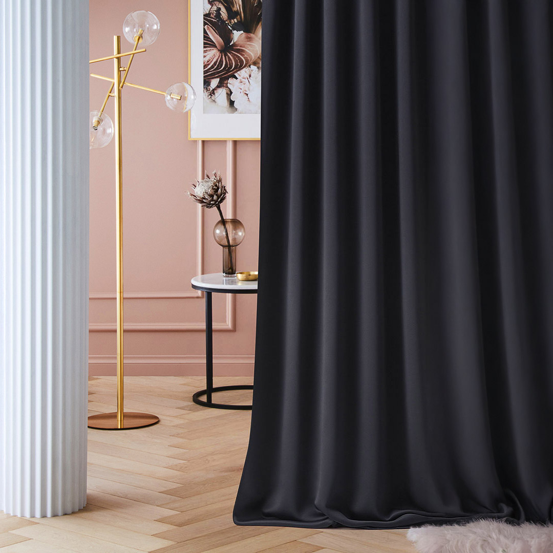   Zasłony na taśmę  wave   gotowe zaciemniające czarne na taśmie - room99 