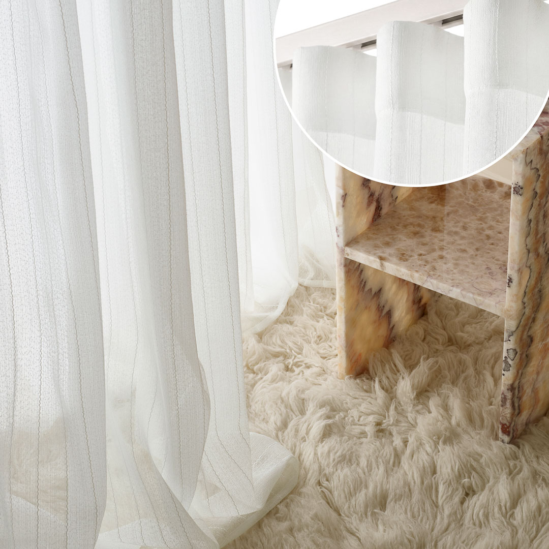  Nowoczesna firana biała 400x250 Melrosè na żabki, tunel do sypialni 