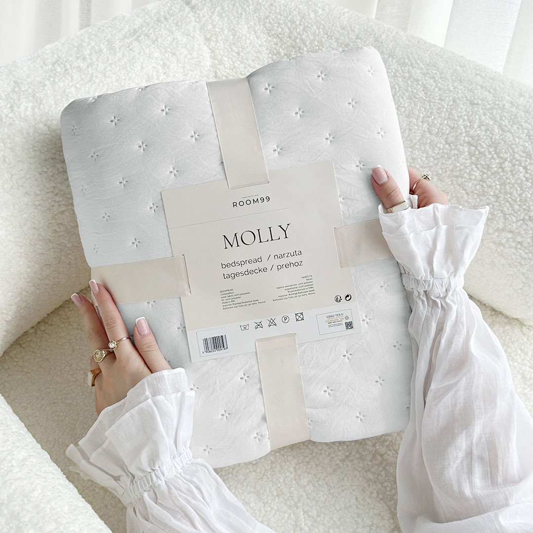 NARZUTA NA ŁÓŻKO MOLLY - ZŁAMANA BIEL 240x260